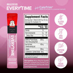 Everytime supplement stick pack with supplement facts label on a pink background