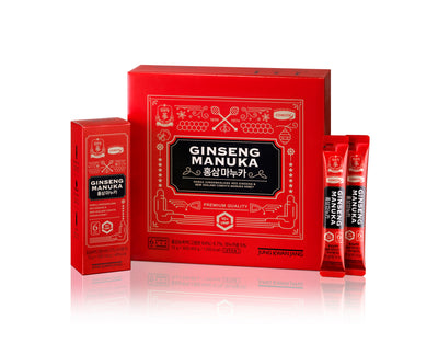 Red Ginseng Manuka product packaging on a white background